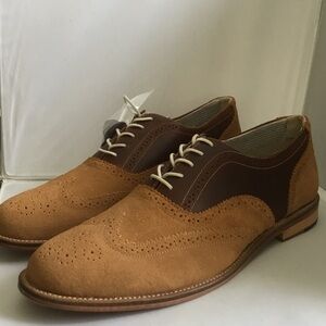 Men's Two-Tone Tan and Brown Brogue Derbys